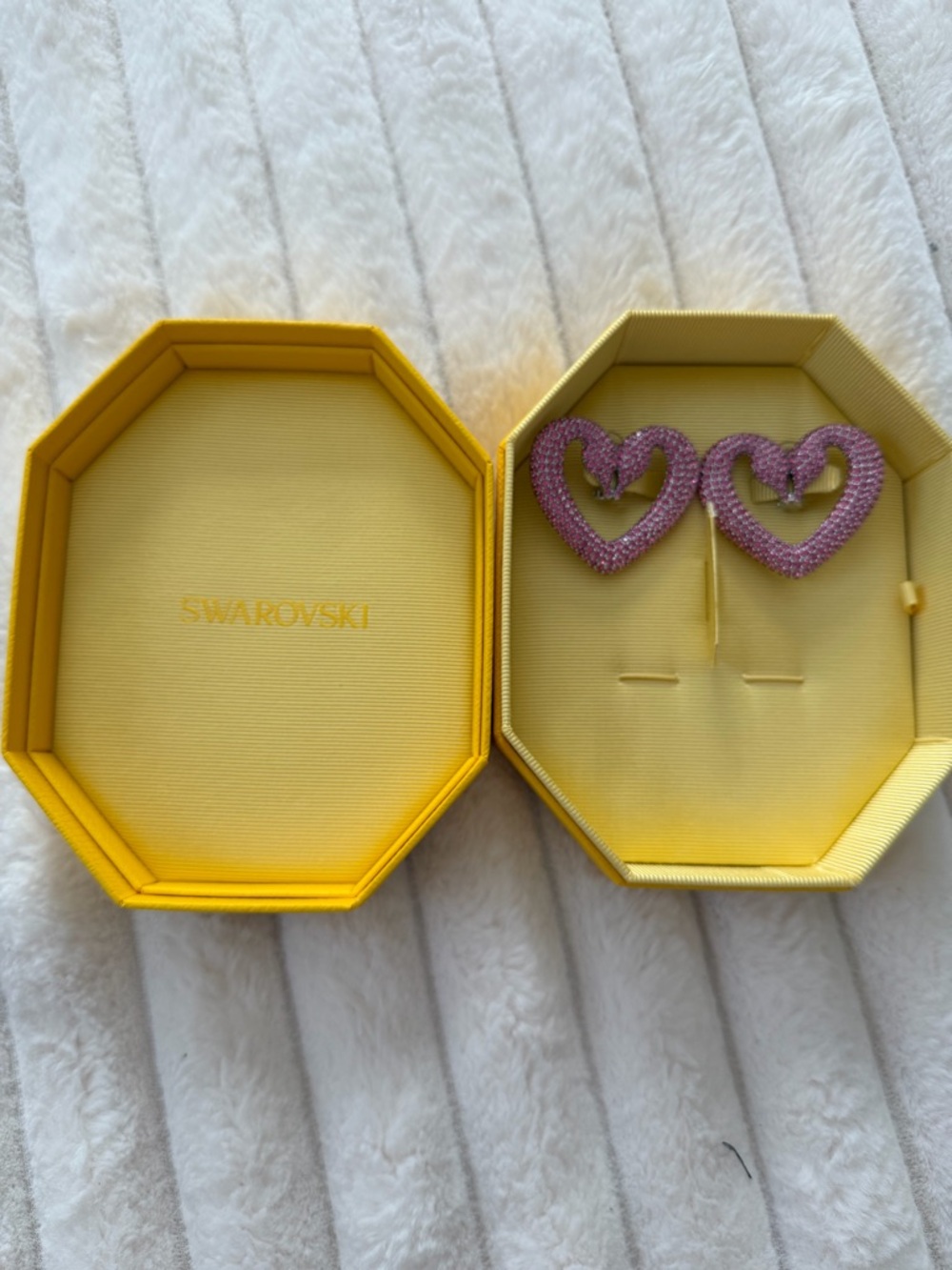 Swarovski Lilac Crystal Heart Hoop Earrings